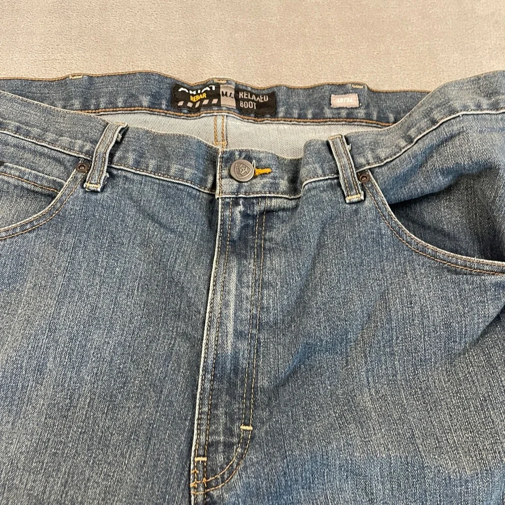 Ariat Rebar M4 Relaxed Boot Cut Jeans Mens 40x34 Medium Wash Blue Denim Workwear